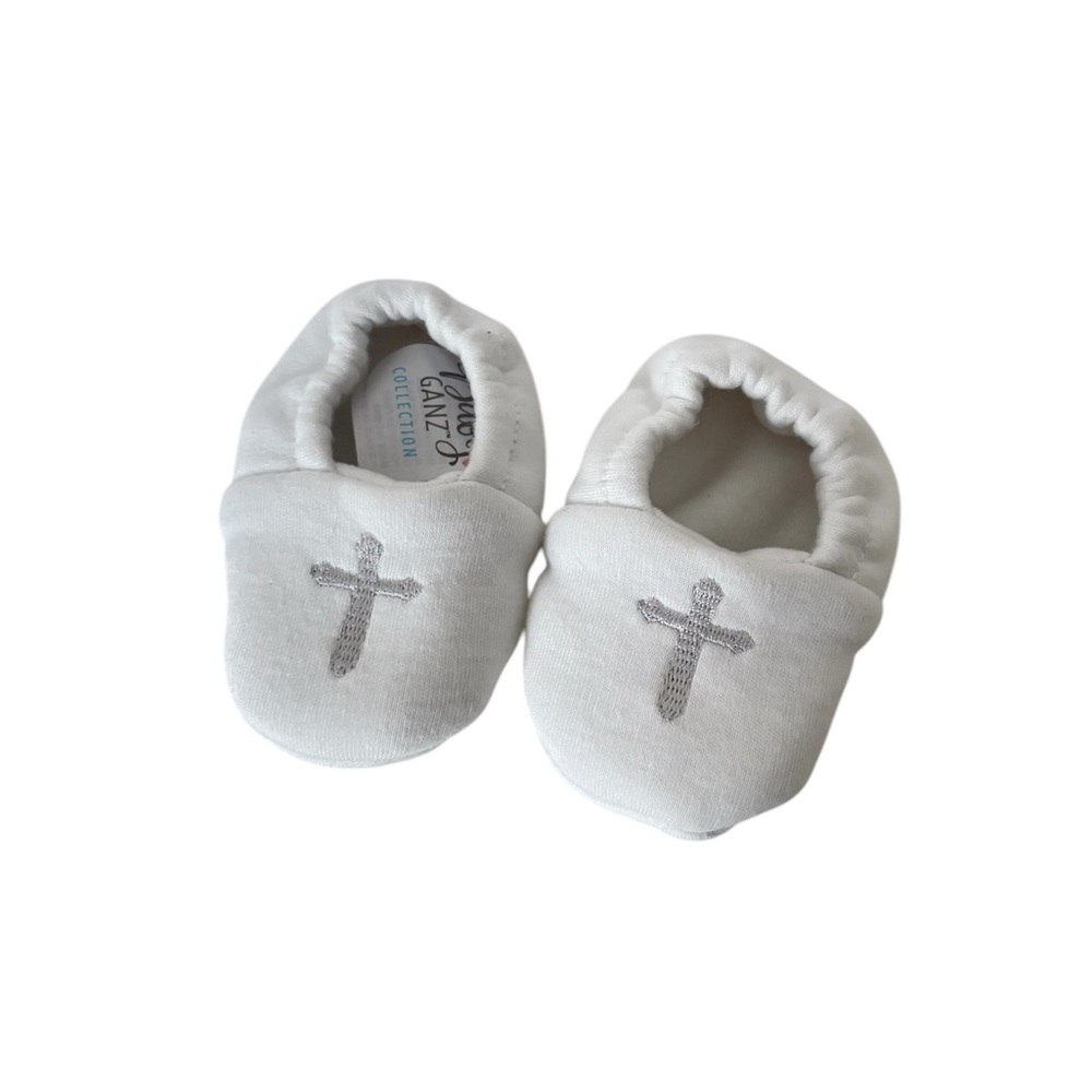 GANZ White Cross Slippers size 0-12 months NWOT